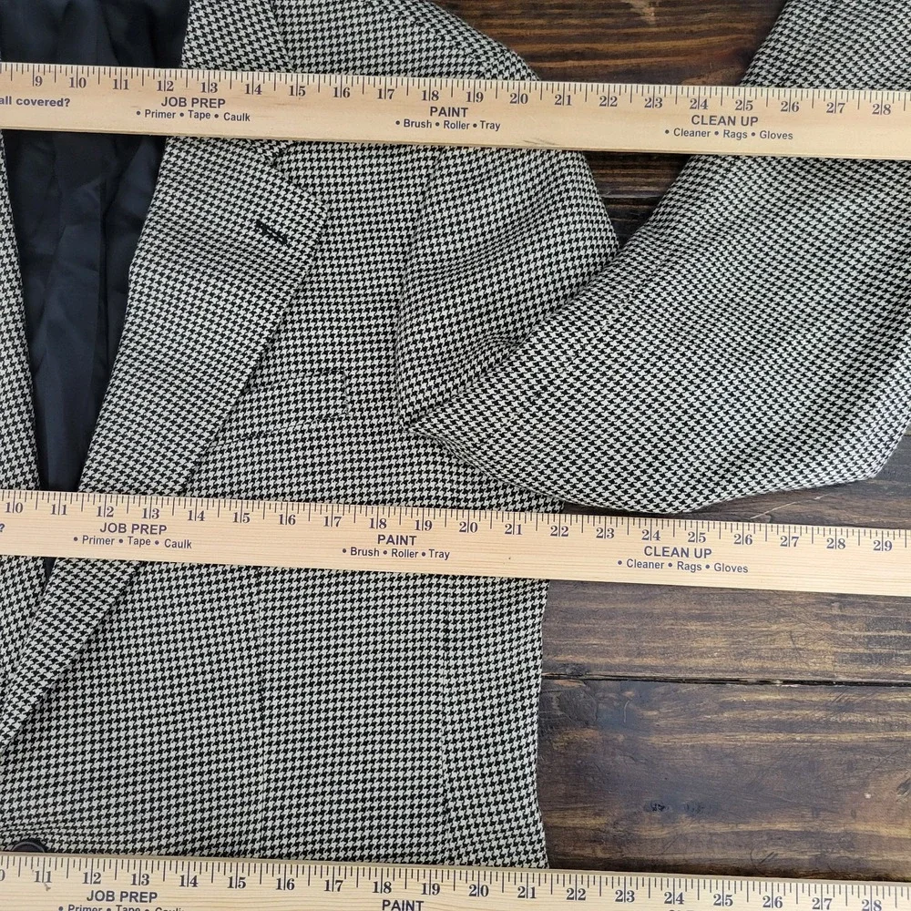 VTG Chaps Ralph Lauren Men's Sport‎ Coat Blazer Beige Houndstooth Wool Sz 42L